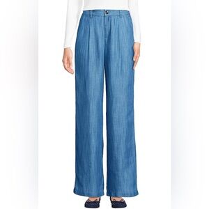 Lands’ End High Rise Tencel Fiber Pleated Wide Leg Pants Women’s 14 N